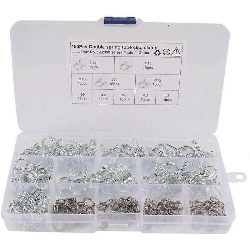 150Pcs/Set Stainless Steel Spring Clip Hose Clamp Fastener Fuel Line