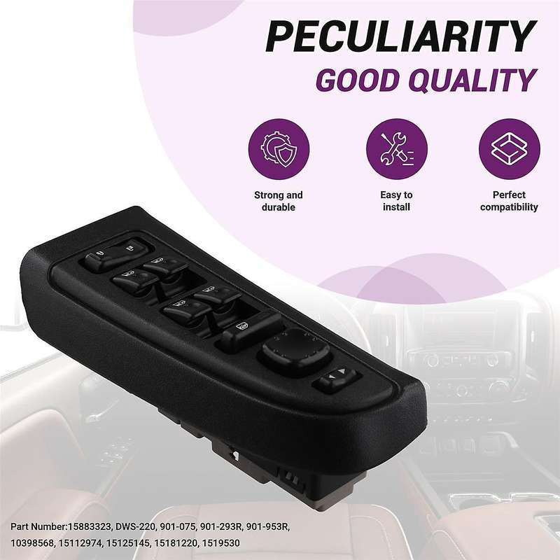 15883323 Driver Side Window Switch for Models 2003-2007 Escalade, ,