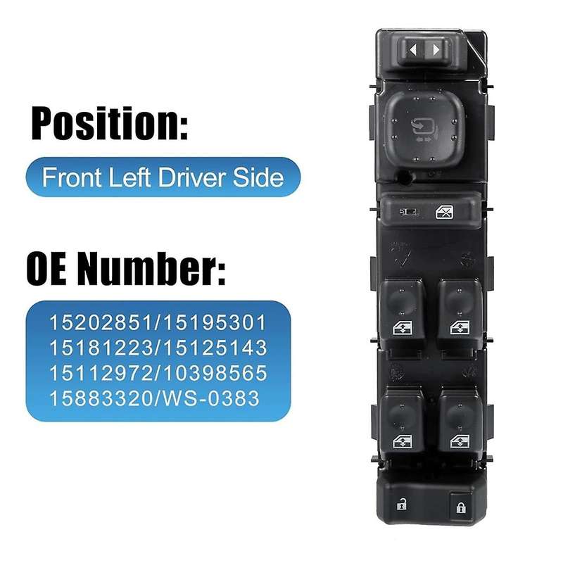 15883429 Car Front Driver Side Window Lift Switch with Folding Mirrors for H2 2005-2007