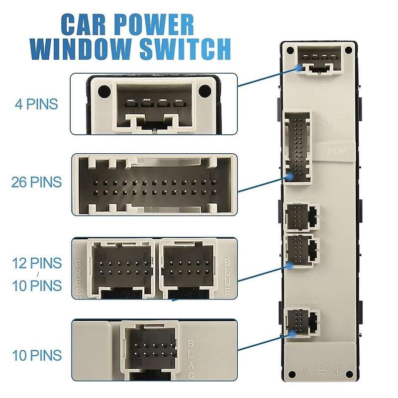 15883429 Car Front Driver Side Window Lift Switch with Folding Mirrors for H2 2005-2007