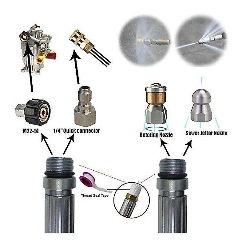15M High-Pressure Machine Cleaning Water Pipe Sewer Drainage Cleaning Hose Car Wash Water Outlet Pip