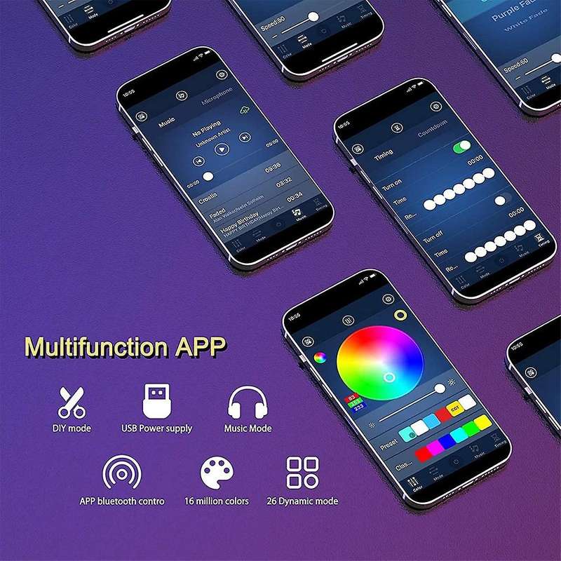 15M Bluetooth LED Strip Lights, 5050 RGB Strip Color Changing LED Lights with Remote, Lights Control