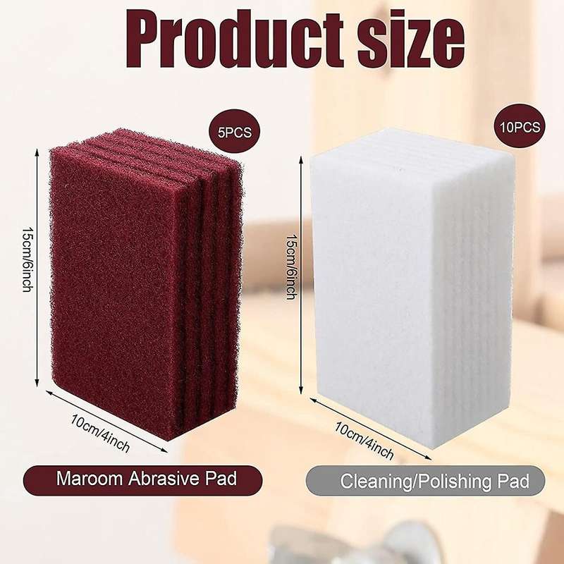 15pcs 6 X 4 Inch General Purpose Hand Pads Including 10pcs Scrubbing Pads 5pcs General Purpose Scuf