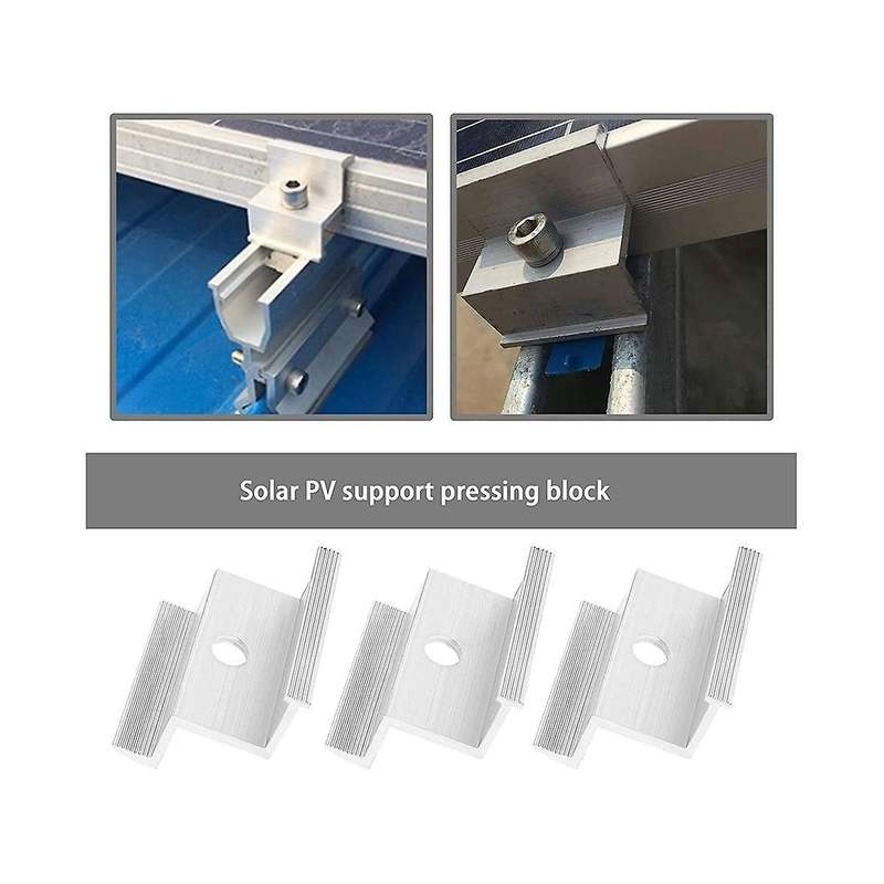 15pcs Aluminium End Clamp Replacement Solar Panel Mount Solar Photovoltaic Mounts Accessories for M