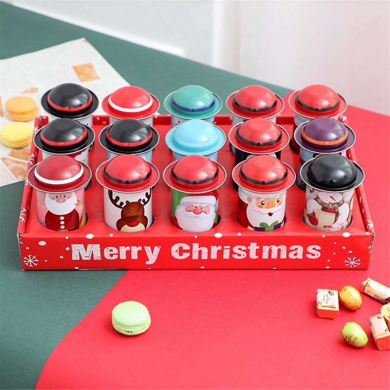 15pcs Christmas Little Hat Tin Candy Can Candy Box Christmas Gifts Small Gift Old Man Children's