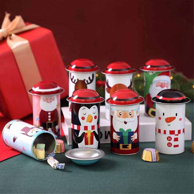 15pcs Christmas Little Hat Tin Candy Can Candy Box Christmas Gifts Small Gift Old Man Children's