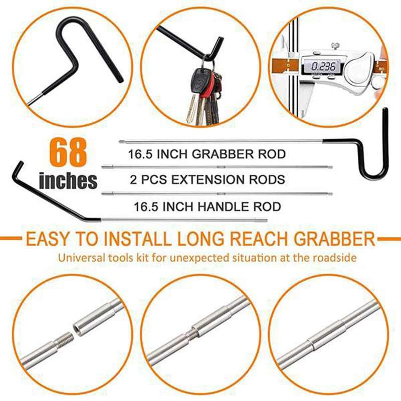 15Pcs Car Essential Emergency Lockout Kit Air Wedge Easy Entry Long LED Light Multifunctional Tool f