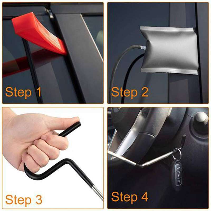 15Pcs Car Essential Emergency Lockout Kit Air Wedge Easy Entry Long LED Light Multifunctional Tool f