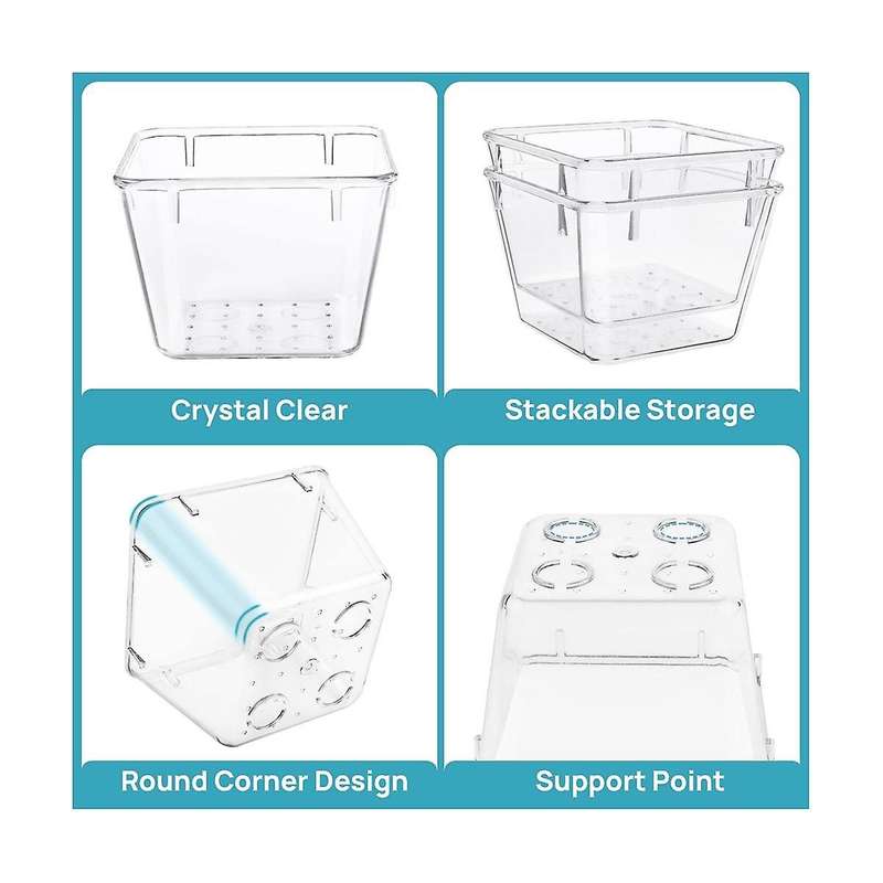 15pcs Clear Plastic Drawer Organizer Set 4-size Versatile Bathroom and Vanity Drawer Organizer Tray