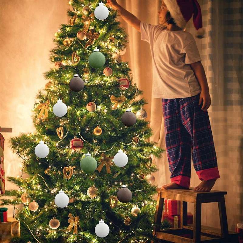 15pcs Flocked Christmas Ornaments Christmas Tree Ornaments 6cm for Holiday Wedding Parties Home Deco