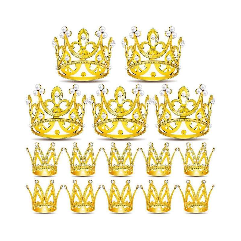 15pcs Crown Cake Topper, Mini Baby Cupcake Crowns for Flower Arrangements Cupcake Baby Shower Weddi