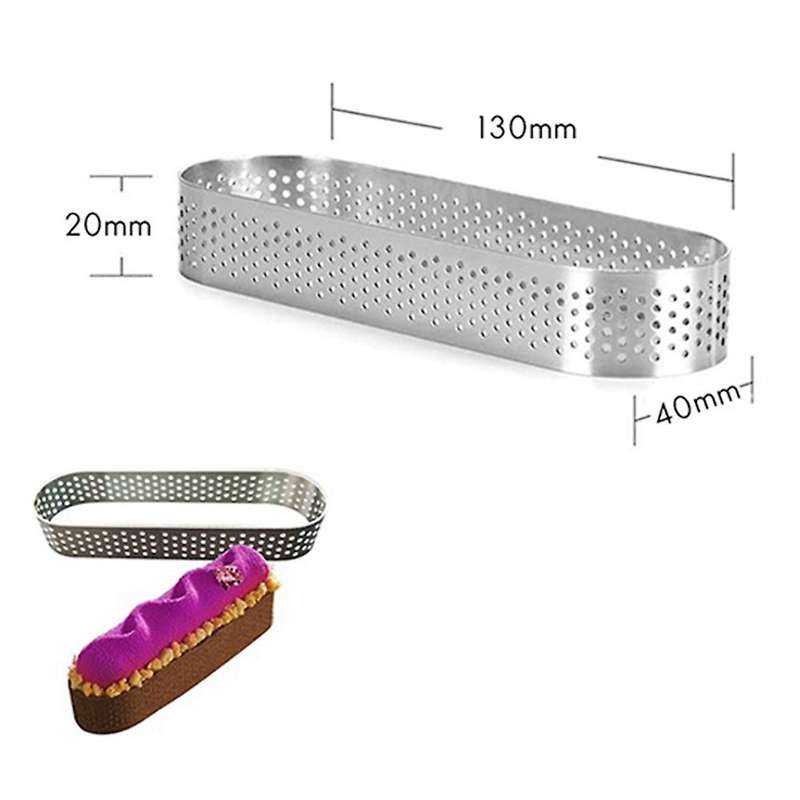 15Pcs Oval Tartlet Molds Perforated Tart Molds for Baking Stainless Steel Round Form Ring for Tart