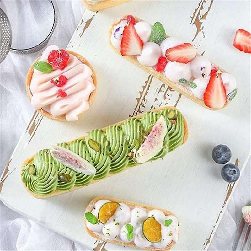 15Pcs Oval Tartlet Molds Perforated Tart Molds for Baking Stainless Steel Round Form Ring for Tart
