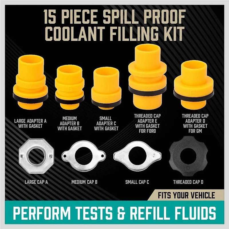 15Pcs Plastic Filling Funnel Spout Pour Oil Tool Spill Proof Coolant Filling Kit Fit for Universal V