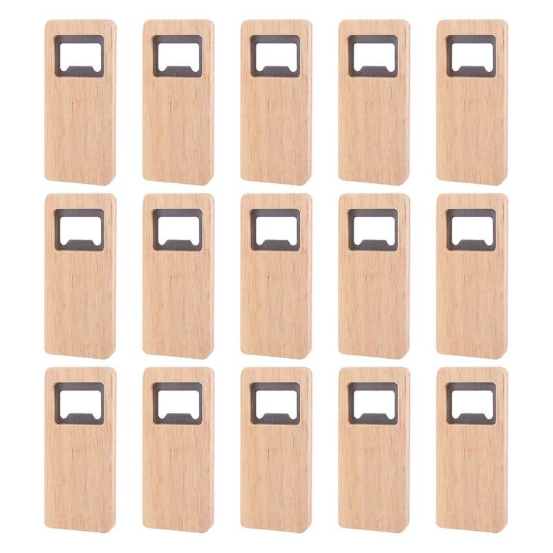 15pcs Wood Beer Bottle Opener Wooden Handle Corkscrew Stainless Steel Openers Bar Kitchen Accessori