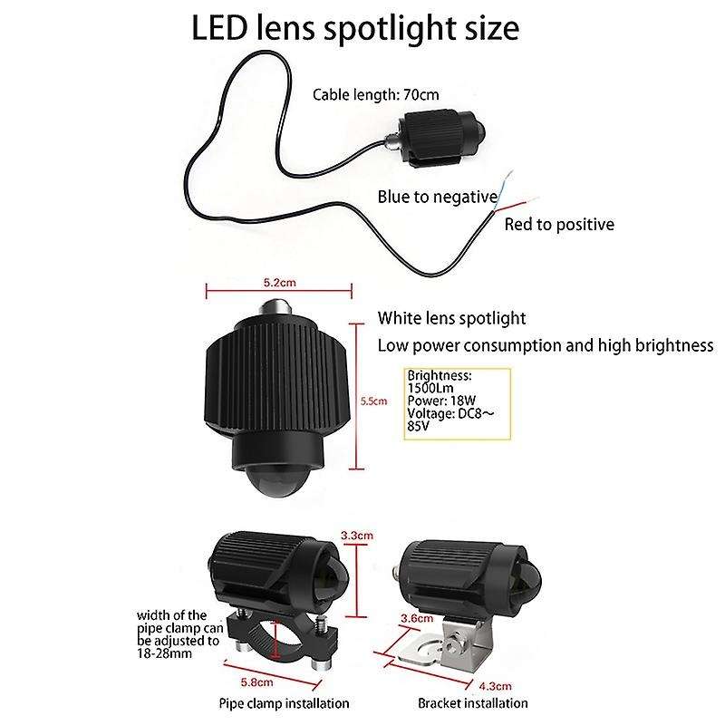15W Super Bright Tri-Model Motorcycle LED Headlight / Mini Projector Lens Car ATV Driving Fog Light