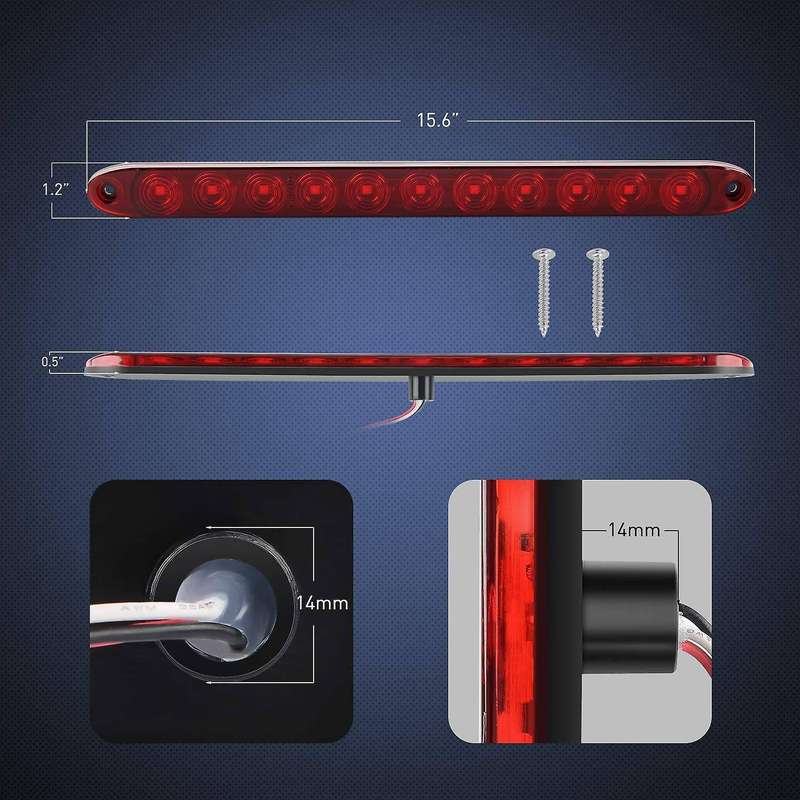 16 Inch 11 LED Red Trailer Light Bar for Park Stop Turn Signals Tail Brake Light Compliant IP67 Wate