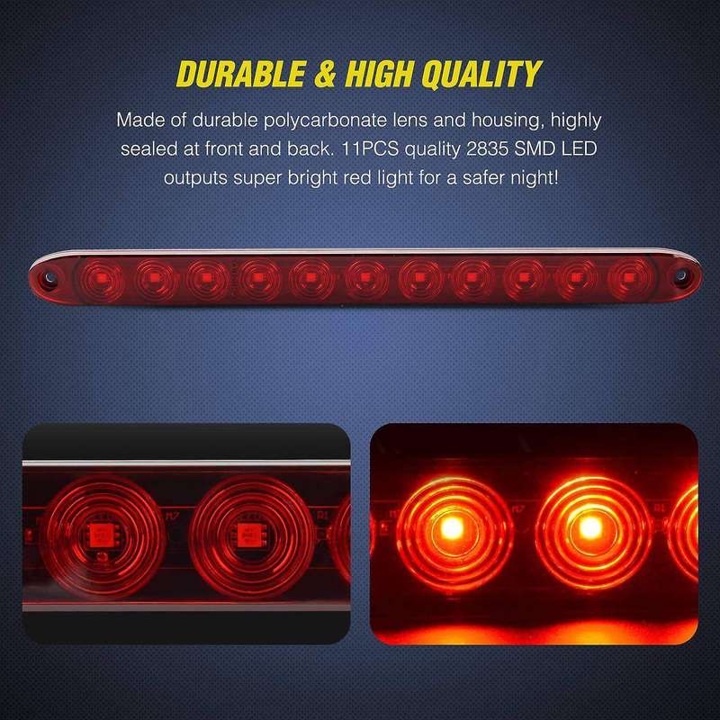 16 Inch 11 LED Red Trailer Light Bar for Park Stop Turn Signals Tail Brake Light Compliant IP67 Wate