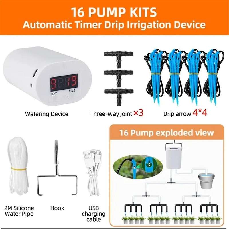 16 Heads Automatic Plant Flower Watering Pump Accsesories Plants Sprinkler Drip Irrigation Device Wa