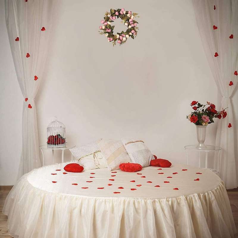 16 Inch Artificial Rose Flower Wreath with Elegant Best for Front Door Wedding Birthday Party Wall