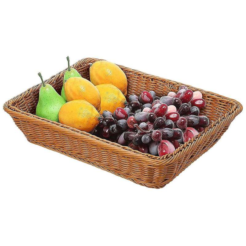 16 Inch Wicker Storage Basket,Bread Basket Shop Supermarket Display Basket Woven Food Fruit Restaura