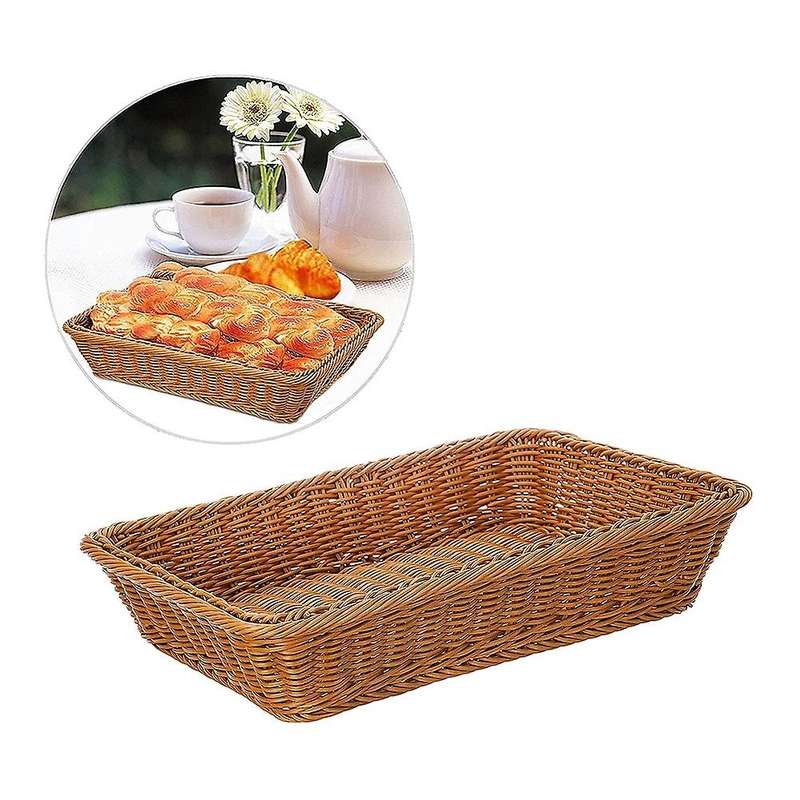 16 Inch Wicker Storage Basket,Bread Basket Shop Supermarket Display Basket Woven Food Fruit Restaura