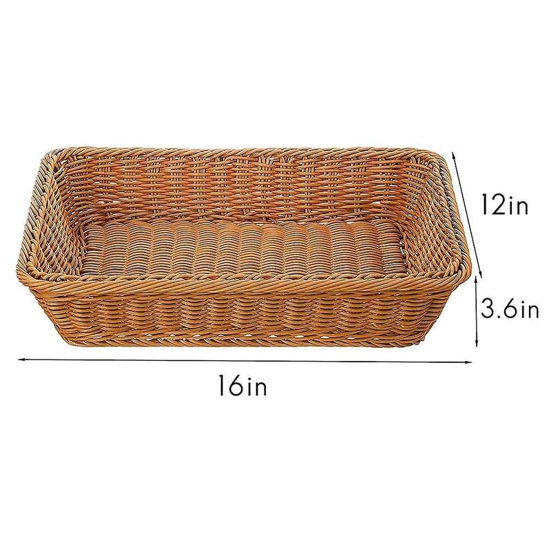 16 Inch Wicker Storage Basket,Bread Basket Shop Supermarket Display Basket Woven Food Fruit Restaura