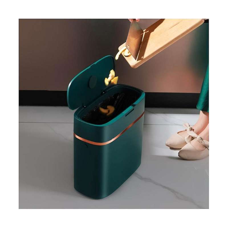 16 Liter Small Trash Bin with Lid and Handle Plastic Trash Bin for Bedroom/narrow Food Waste Bin/of