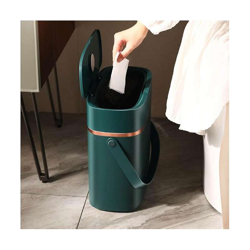 16 Liter Small Trash Bin with Lid and Handle Plastic Trash Bin for Bedroom/narrow Food Waste Bin/of
