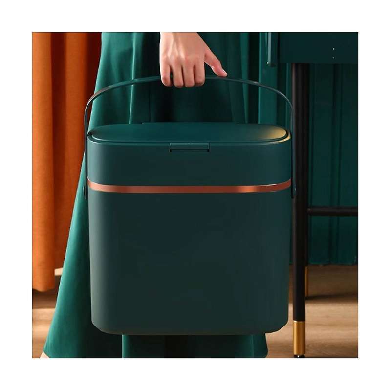 16 Liter Small Trash Bin with Lid and Handle Plastic Trash Bin for Bedroom/narrow Food Waste Bin/of