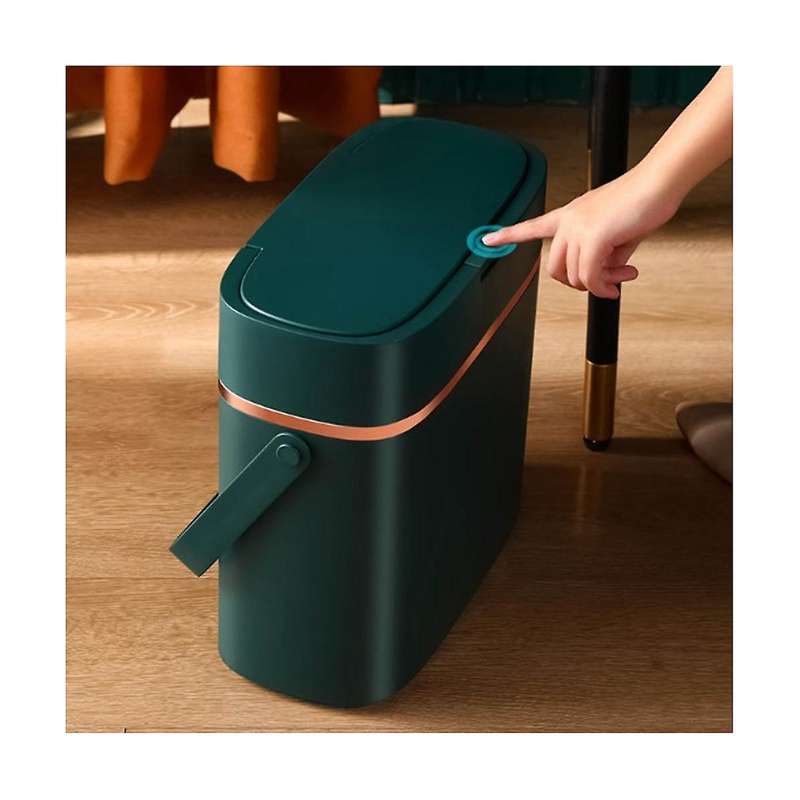 16 Liter Small Trash Bin with Lid and Handle Plastic Trash Bin for Bedroom/narrow Food Waste Bin/of