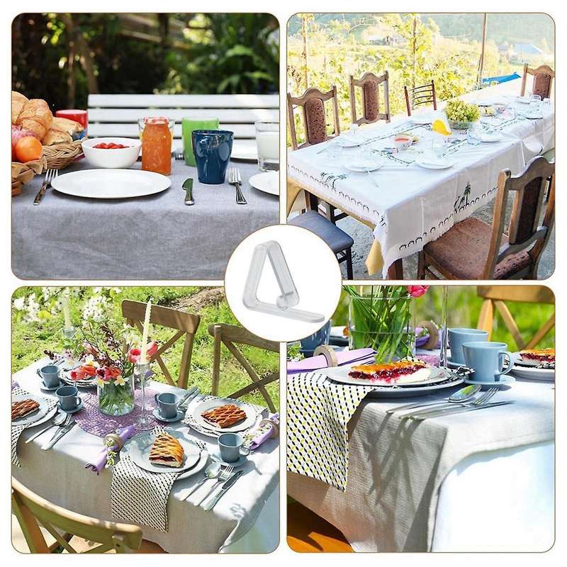 16 Pack Clear Plastic Tablecloth Clips, Transparent Plastic Table Cover Clamps, Picnic Tablecloth Ho