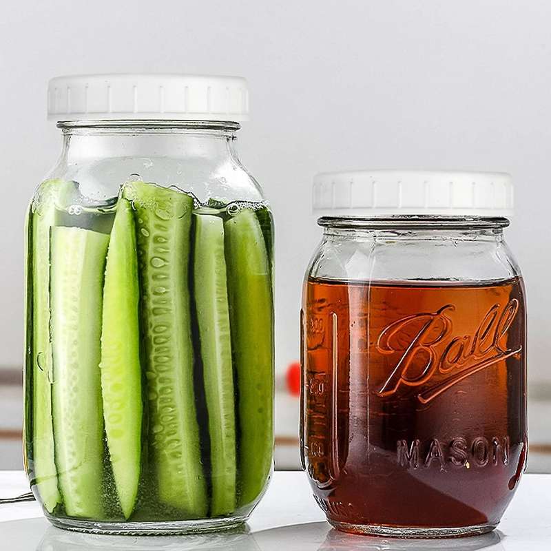 16 Pack Wide Mouth Mason Jar Lids,Plastic Storage Caps Compatible Canning Jars,Leak-Proof and Anti-S