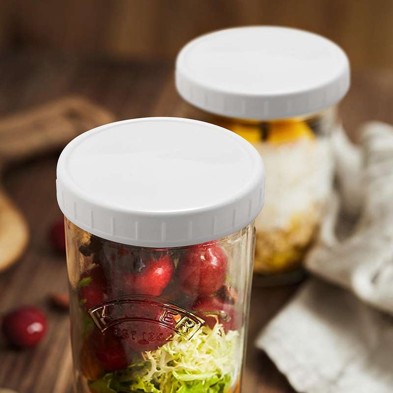 16 Pack Wide Mouth Mason Jar Lids,Plastic Storage Caps Compatible Canning Jars,Leak-Proof and Anti-S