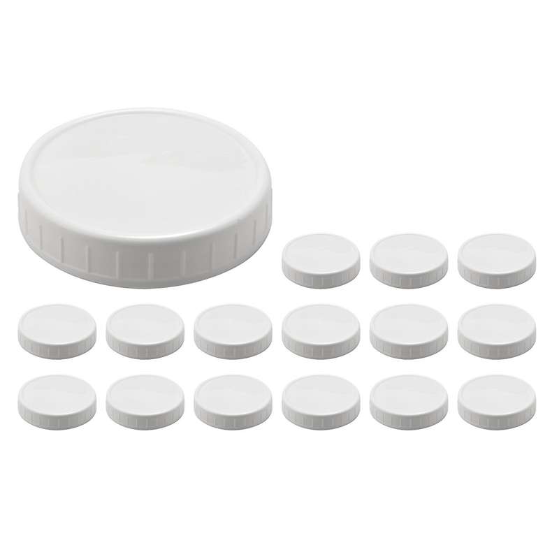 16 Pack Wide Mouth Mason Jar Lids,Plastic Storage Caps Compatible Canning Jars,Leak-Proof and Anti-S