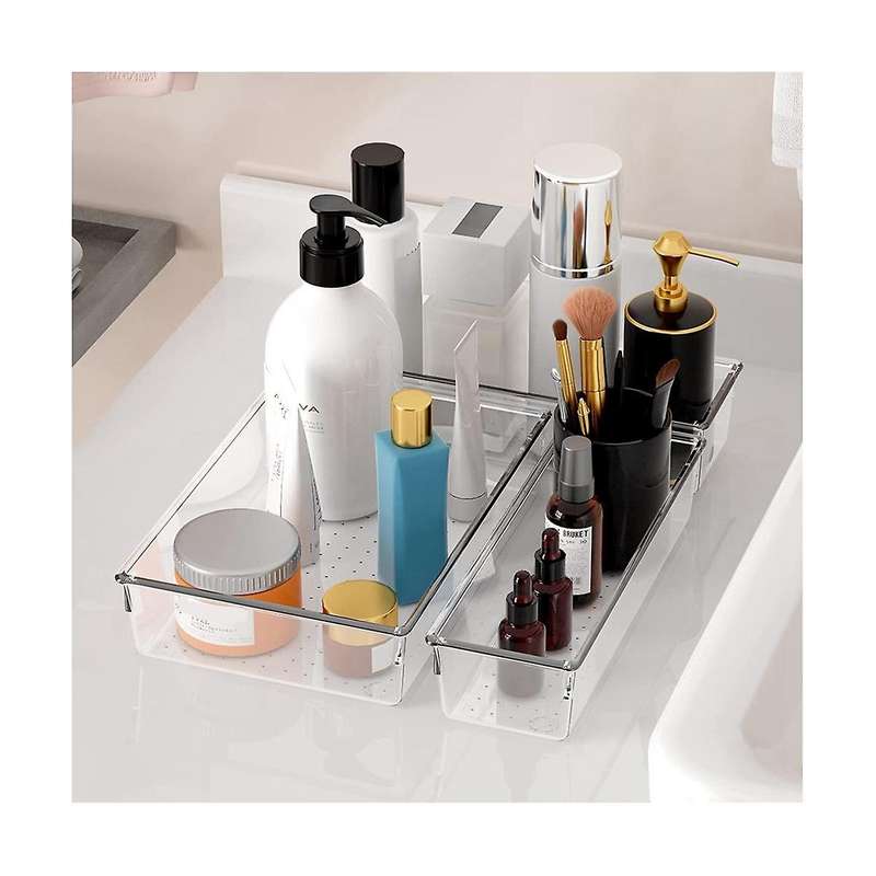 16 Pcs Clear Plastic Drawer Organizer Set, Non-/crack Bathroom Vanity Drawer Organizer Trays Divide