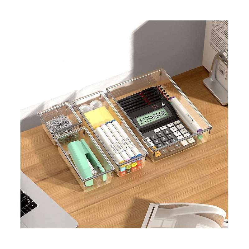 16 Pcs Clear Plastic Drawer Organizer Set, Non-/crack Bathroom Vanity Drawer Organizer Trays Divide