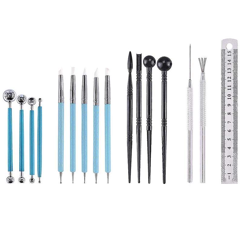 16 Pcs Polymer Clay Tools, Modeling Sculpting Tools, Ceramic Detail Tools with Tip Pen, Ball Stylus,