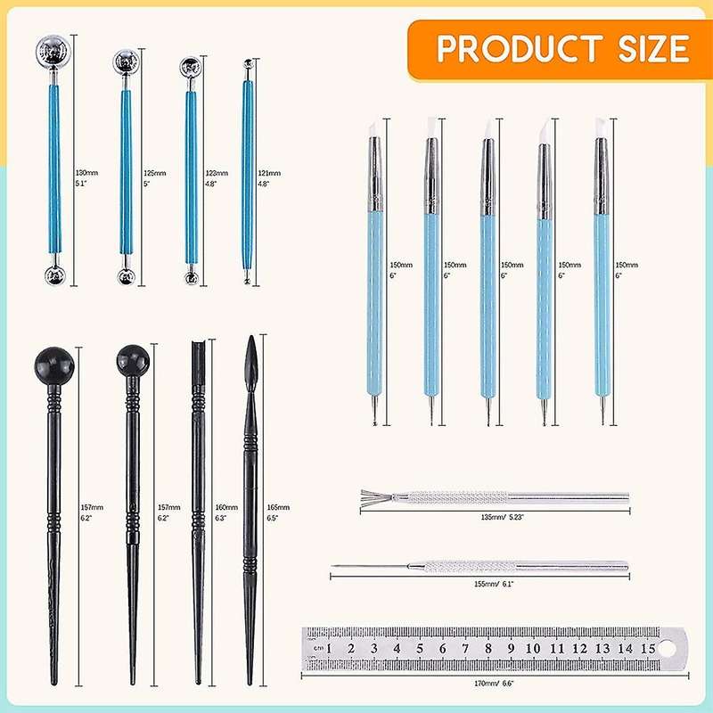 16 Pcs Polymer Clay Tools, Modeling Sculpting Tools, Ceramic Detail Tools with Tip Pen, Ball Stylus,