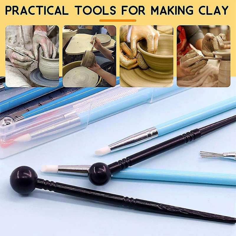 16 Pcs Polymer Clay Tools, Modeling Sculpting Tools, Ceramic Detail Tools with Tip Pen, Ball Stylus,