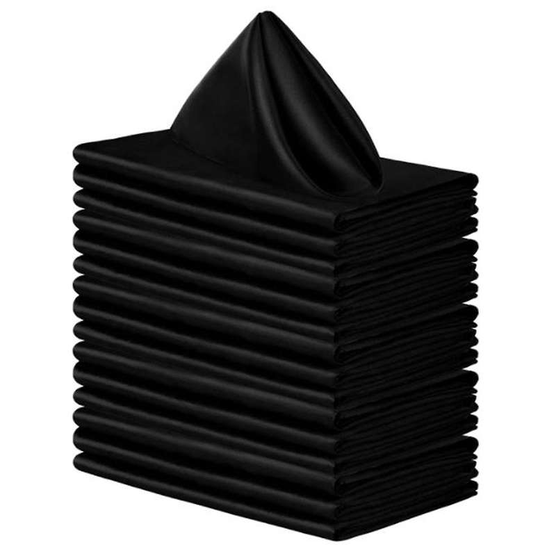 16 Pcs Satin Napkins, Shiny Silk Tablecloths, Soft and Smooth Fabric Doily,for Wedding Banquet ,bla