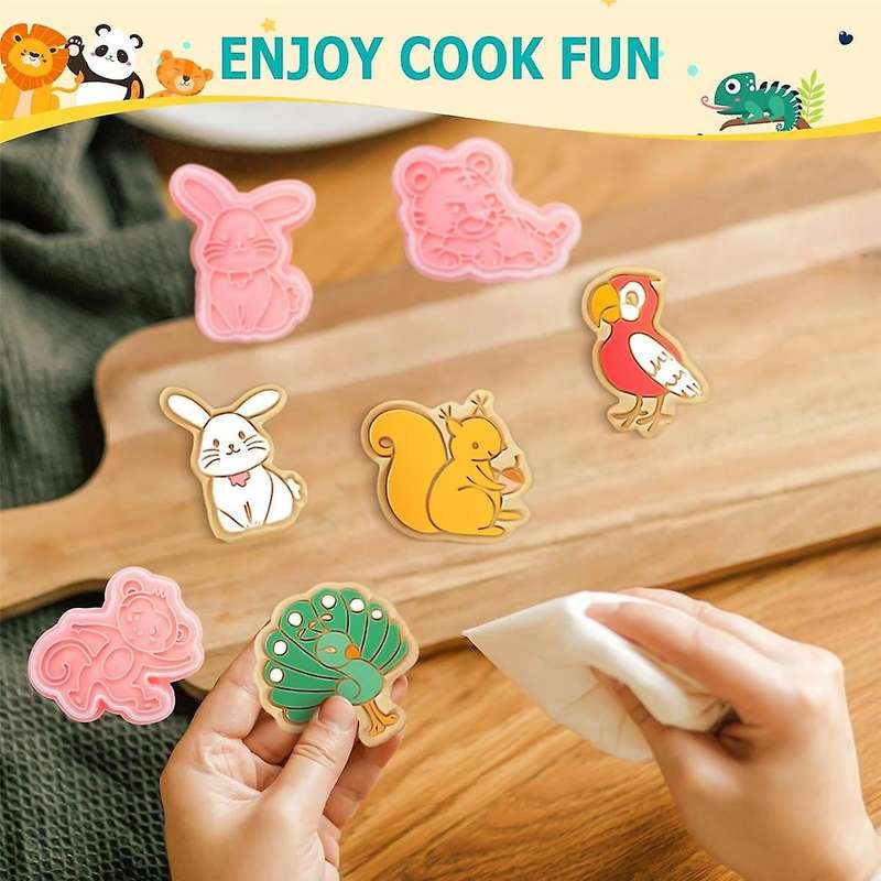 16 PCS Animal Cookie Cutters Set,3D Animal Shape Cookie Cutters, Animal Series Shape Biscuit Cutters