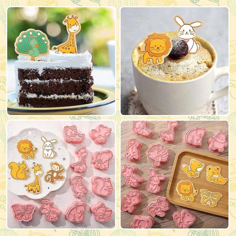 16 PCS Animal Cookie Cutters Set,3D Animal Shape Cookie Cutters, Animal Series Shape Biscuit Cutters