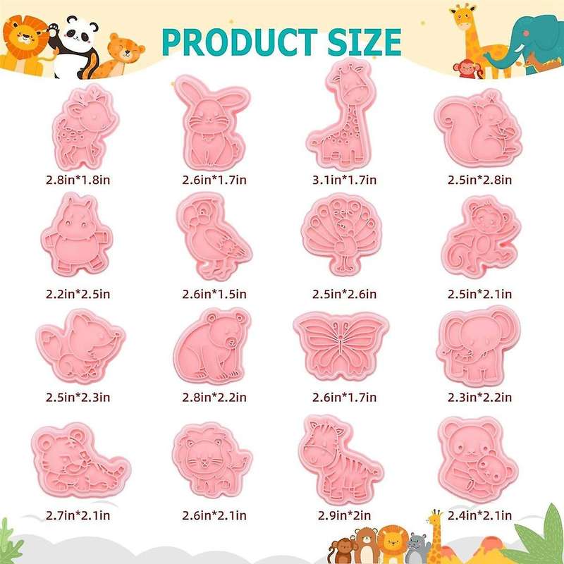 16 PCS Animal Cookie Cutters Set,3D Animal Shape Cookie Cutters, Animal Series Shape Biscuit Cutters