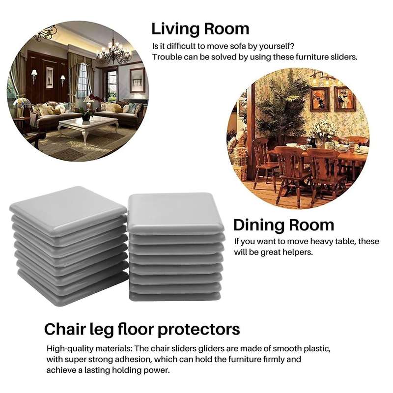 16 Pcs Furniture Sliders Gliders for Carpet Laminate Floor Sliders Self Adhesive Sofa Glider Pads F