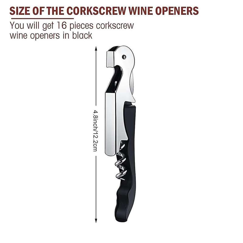 16 Pieces Wine Keys Opener Black Travel Corkscrew Wine Opener Waiter Corkscrew Wine Opener Beer Bott
