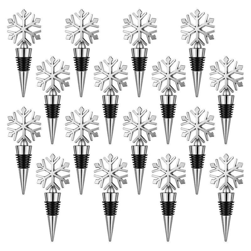 16 Pcs Snowflake Wine Bottle Stopper Reusable Wine Bottle Stopper Beverage Bottle Stoppers Bottle St