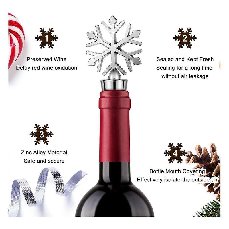 16 Pcs Snowflake Wine Bottle Stopper Reusable Wine Bottle Stopper Beverage Bottle Stoppers Bottle St