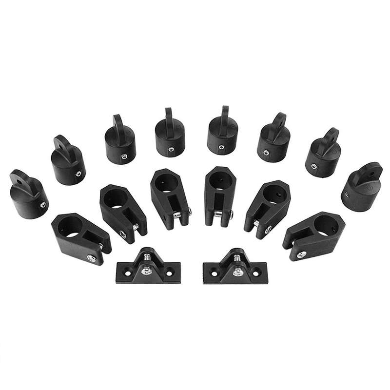 16 Pcs Universal Boat Nylon Fittings Hardware Set Black Fits 3 Bow Bimini Top and Durable Yacht Acce