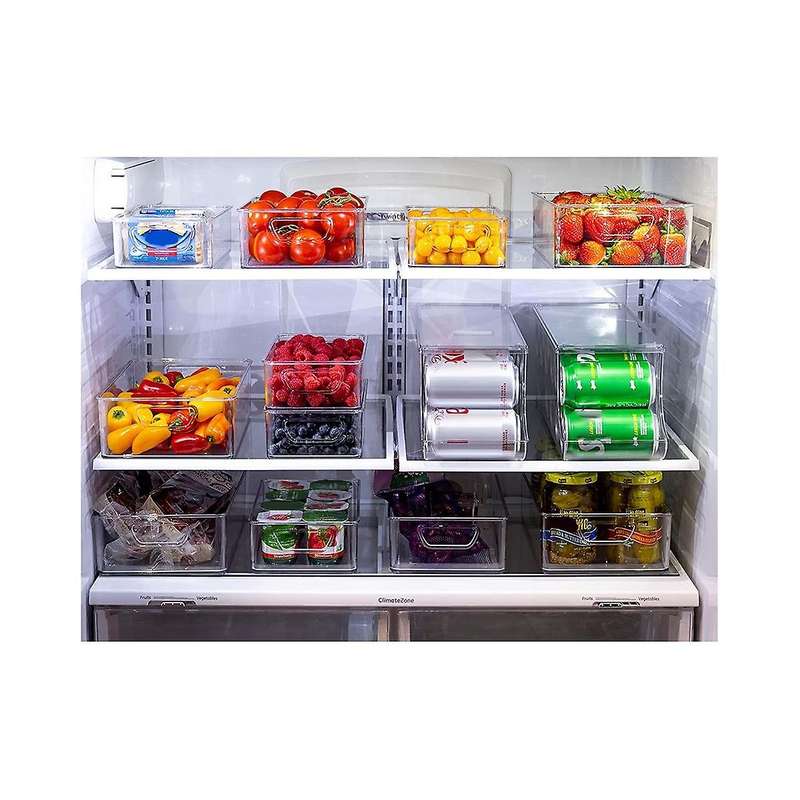 16 Refrigerator Organizer Bins - Plastic Pantry Organization and Storage Baskets - Food Fridge